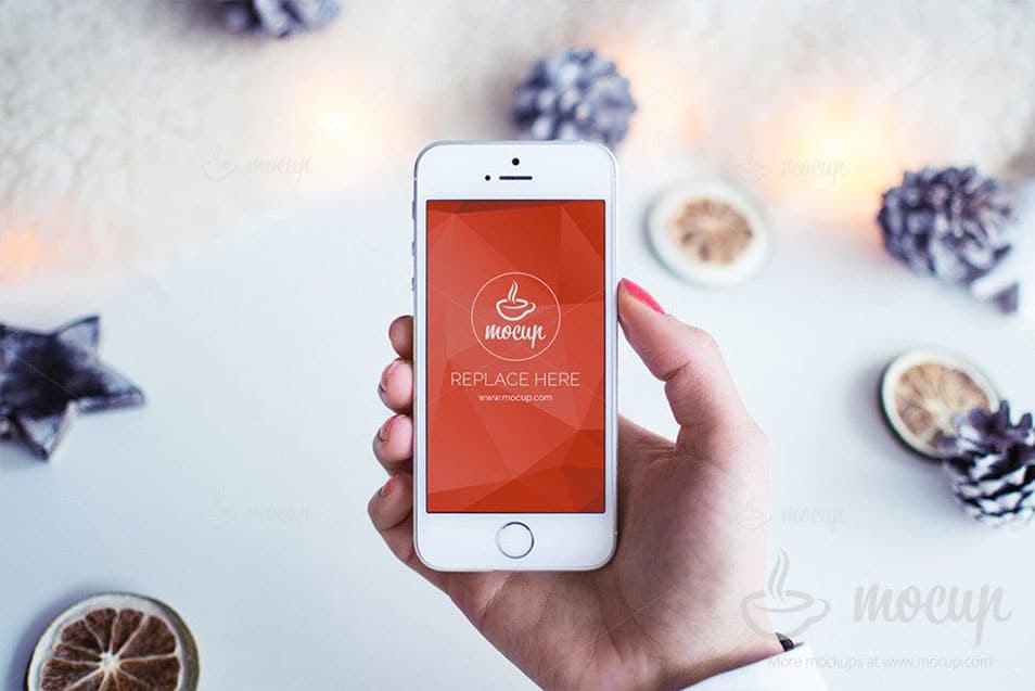 Free Mockup iPhone 5S White Christmas