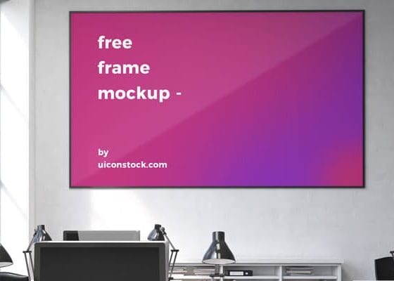 Free Office Interior With Horizontal Frame Mockup