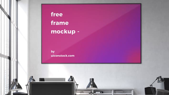 Free Office Interior With Horizontal Frame Mockup