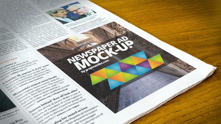 Free PSD Newspaper Advert Mock-up