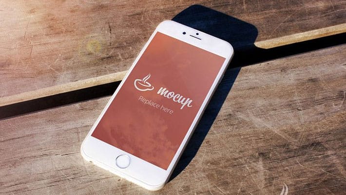 Free PSD iPhone 6 Mockup Desk