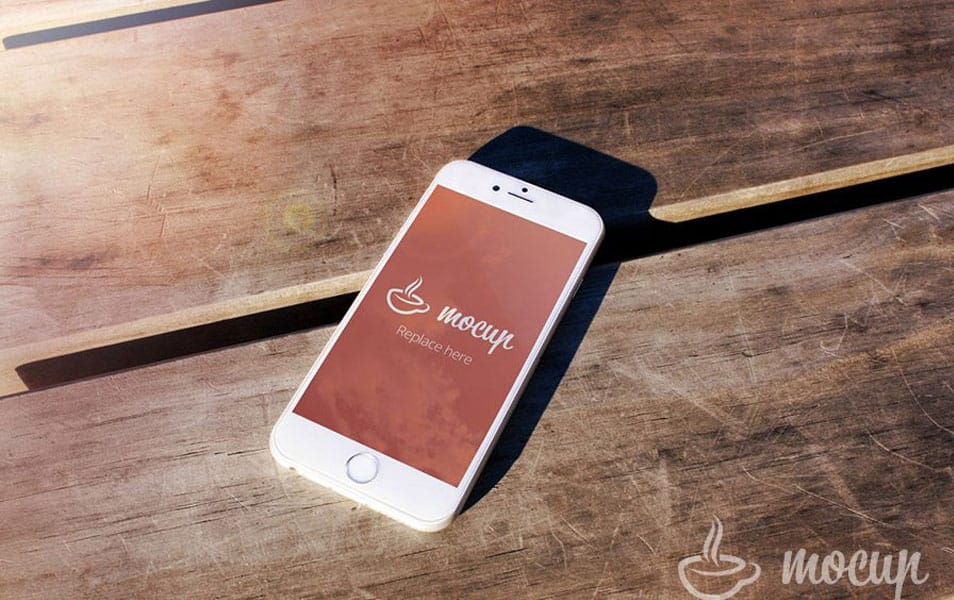 Free PSD iPhone 6 Mockup Desk