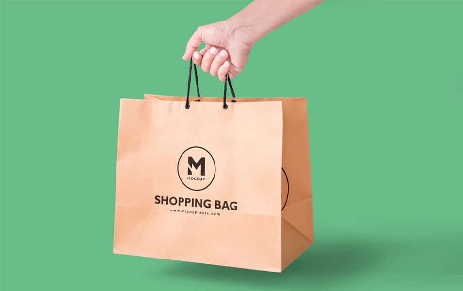 Free Paper Bag Mockup In Handheld View