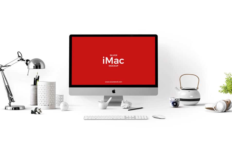 Free Silver iMac Mockup PSD Template
