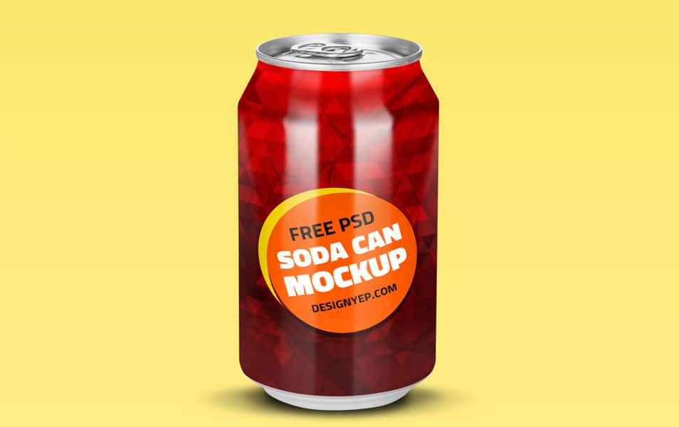 Free Soda Can Mockup PSD