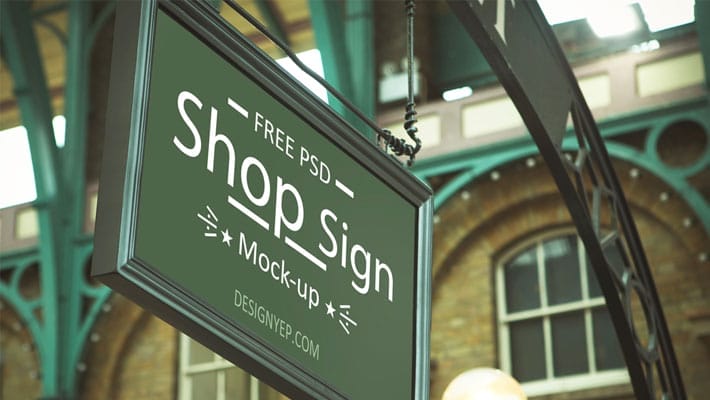 Free Store Sign Mockup PSD