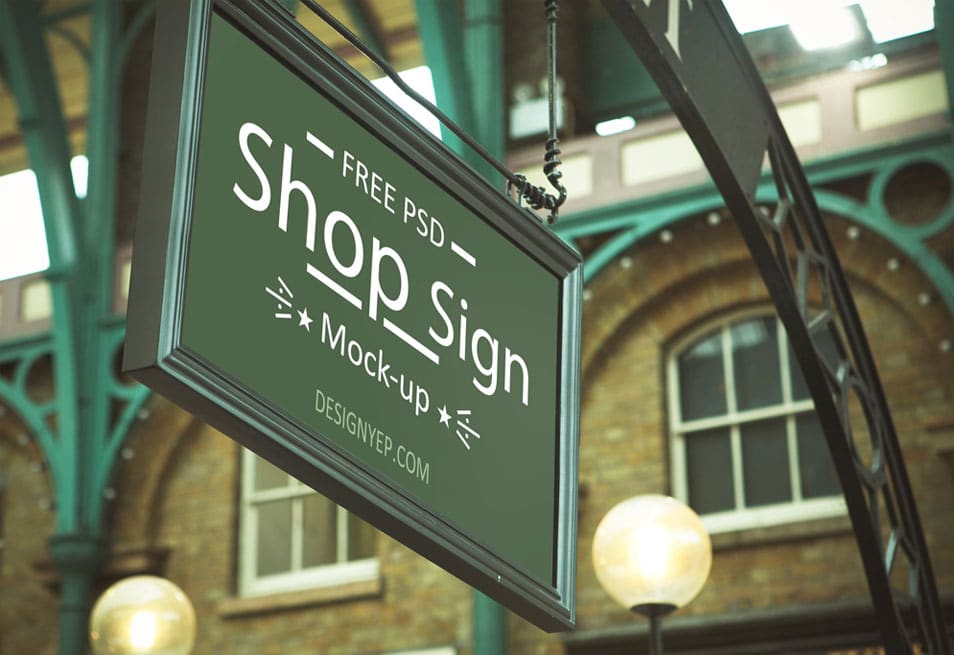 Free Store Sign Mockup PSD