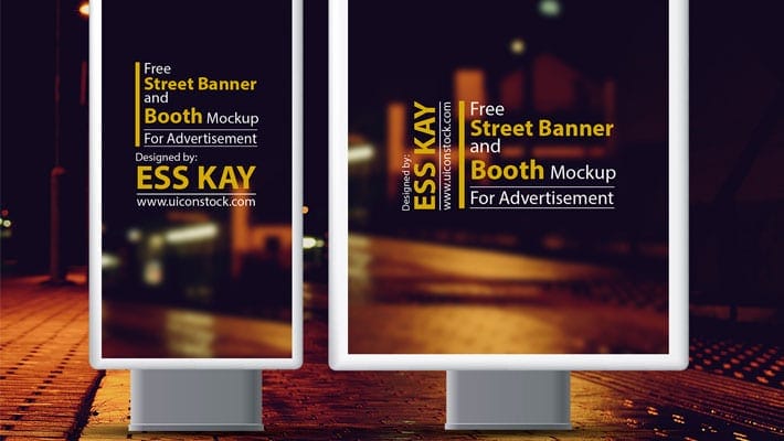 Free Street Banner and Booth Mockup For Advertisement