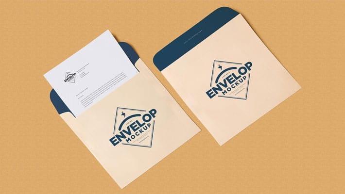 Free Unique Squared Shaped Envelope PSD Mockup + Letterhead Mockup