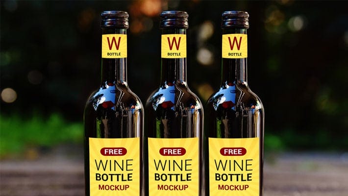 Free Wine Bottle Mockup PSD