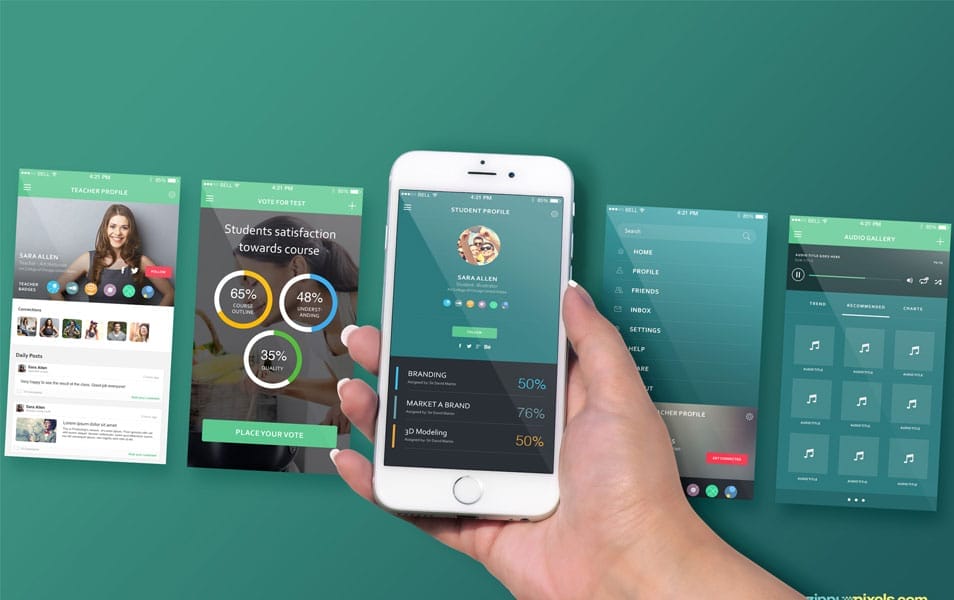Free iPhone 6S Perspective Screen Mockup For App & Web Designs