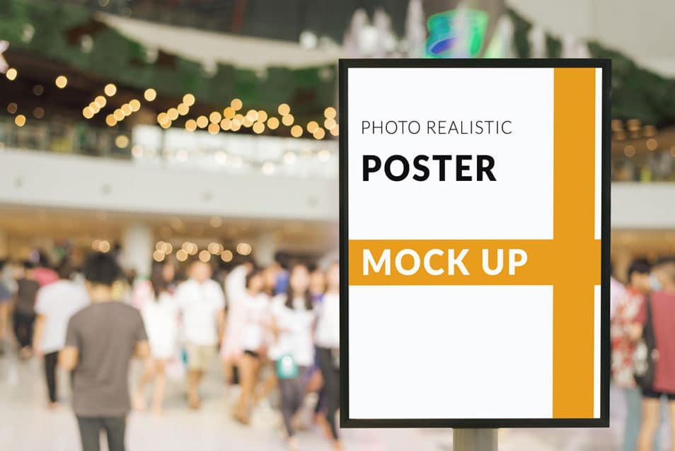 Free Poster Mockups in a Mall