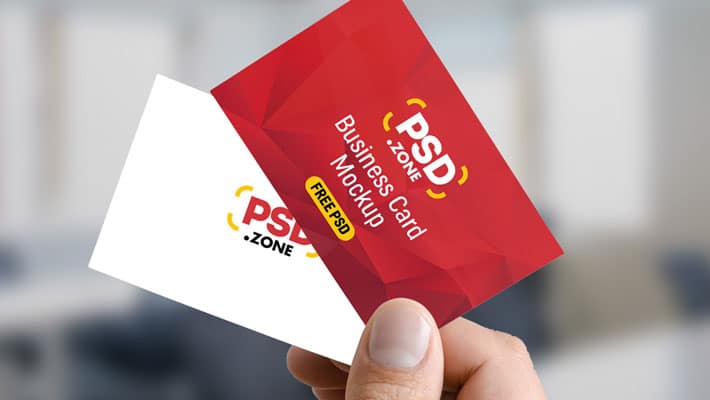 Hand Holding Business Card Mockup Free PSD