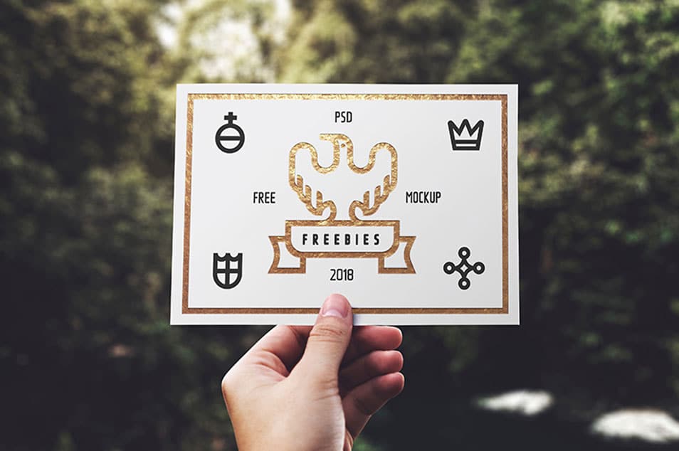 Holding Blank Card Mockup