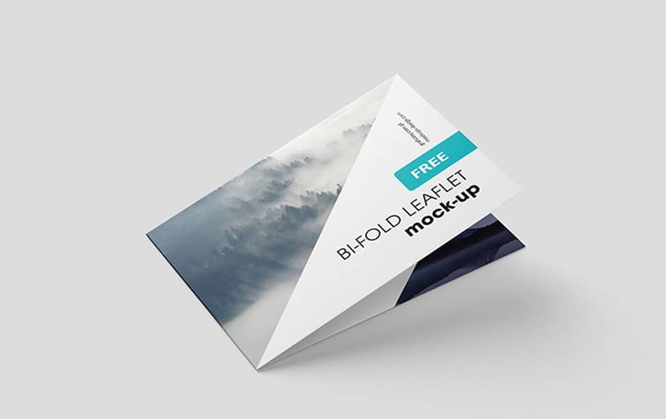 Horizontal Bi-fold Leaflet Mockup