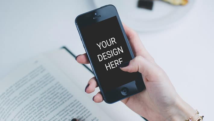 Lady Using iPhone Mockup