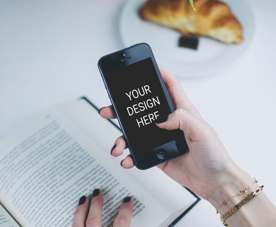 Lady Using iPhone Mockup