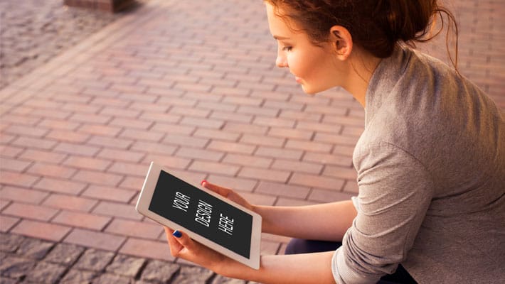 Lady Using iPad Mockup
