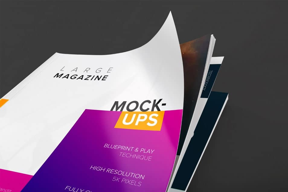 Large Magazine Cover Close Up View Mockup