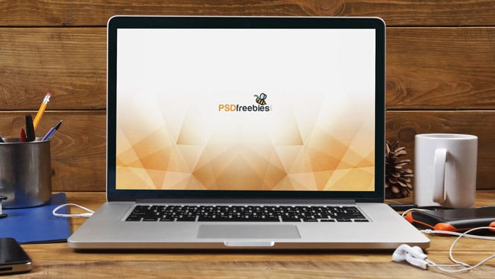 MacBook Pro Front View Mockup Free PSD