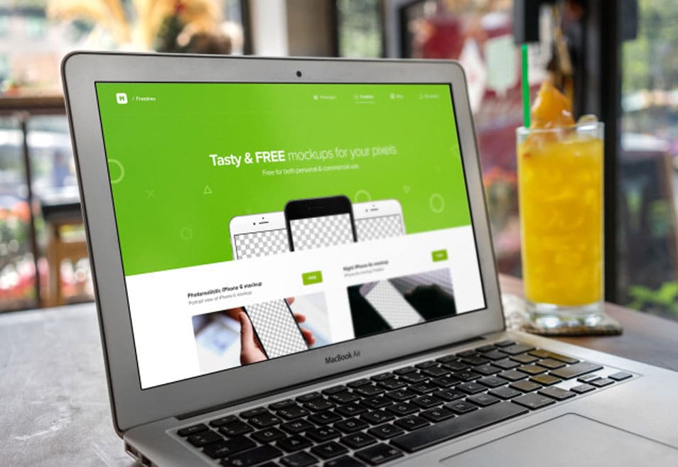 Macbook Air in Hipster Coffee Shop