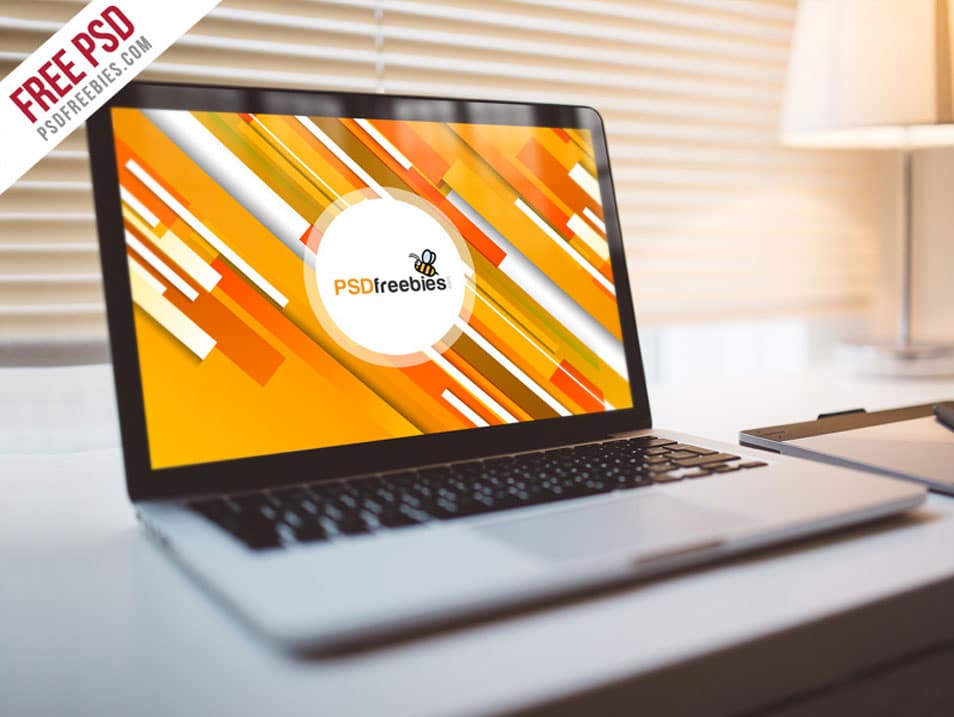 Macbook Pro in Indoor Mockup PSD