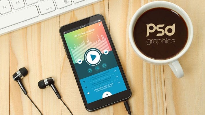 Music App Smartphone Mockup PSD