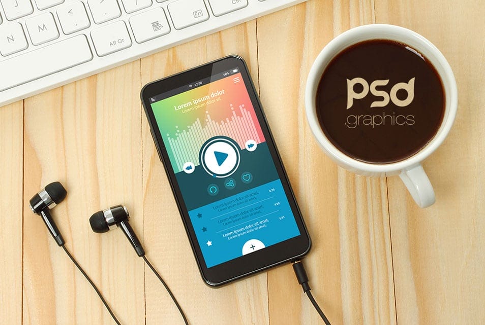Music App Smartphone Mockup PSD