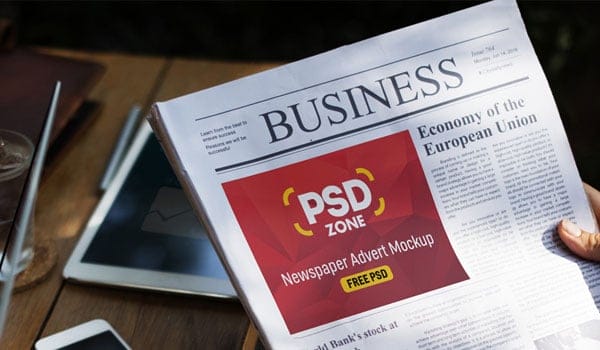Newspaper Advert Mockup Free PSD