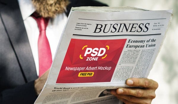 Newspaper Advertisement Mockup Free PSD
