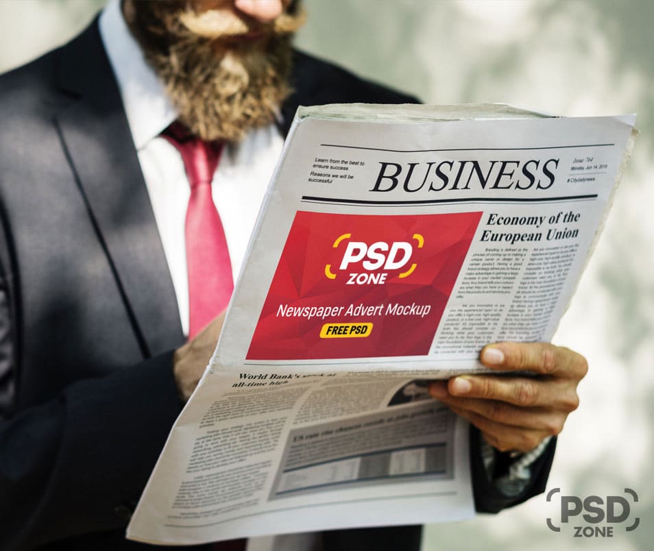 Newspaper Advertisement Mockup Free PSD