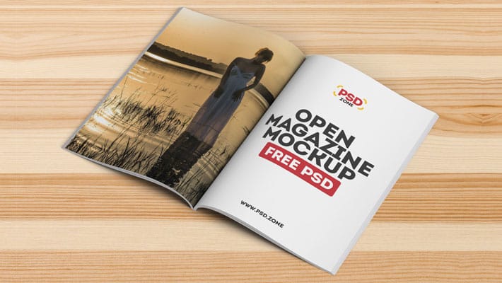 Open Magazine Mockup Free PSD