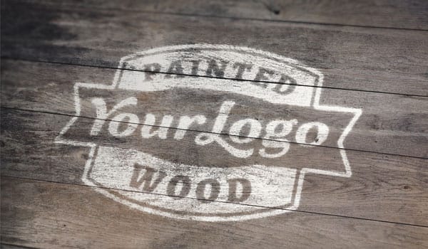 Painted Wood Logo MockUp