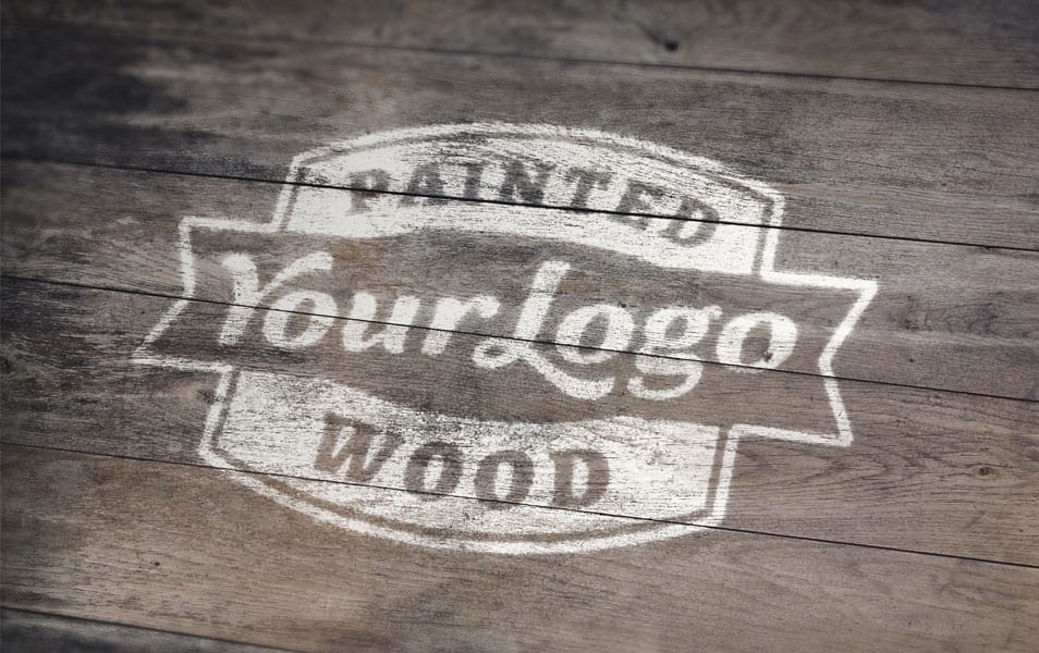 Painted Wood Logo MockUp