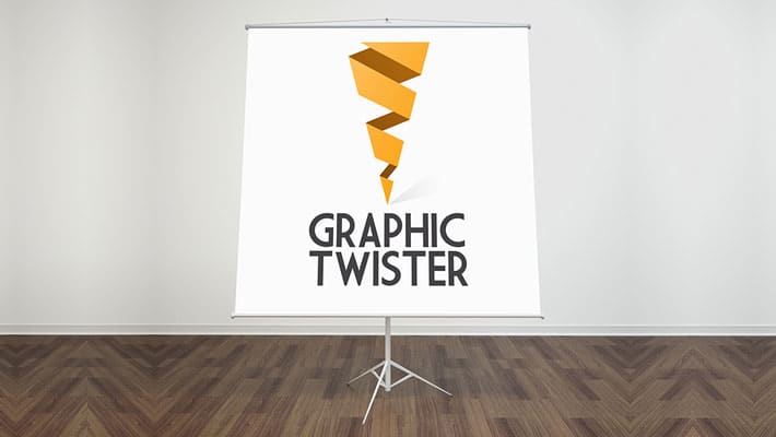Paper Flip Chart Stand Mockup Front Side