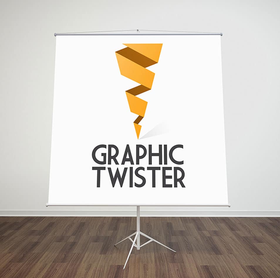 Paper Flip Chart Stand Mockup Front Side