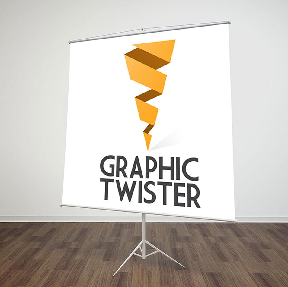 Paper Flip Chart Stand Mockup Left Side