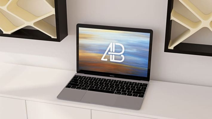 Realistic 12-Inch Macbook Mockup