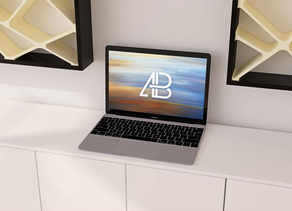 Realistic 12-Inch Macbook Mockup