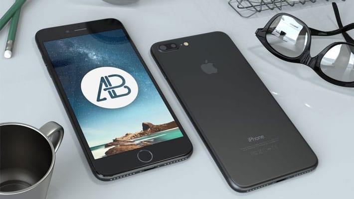 Realistic Black iPhone 7 Plus Mockup
