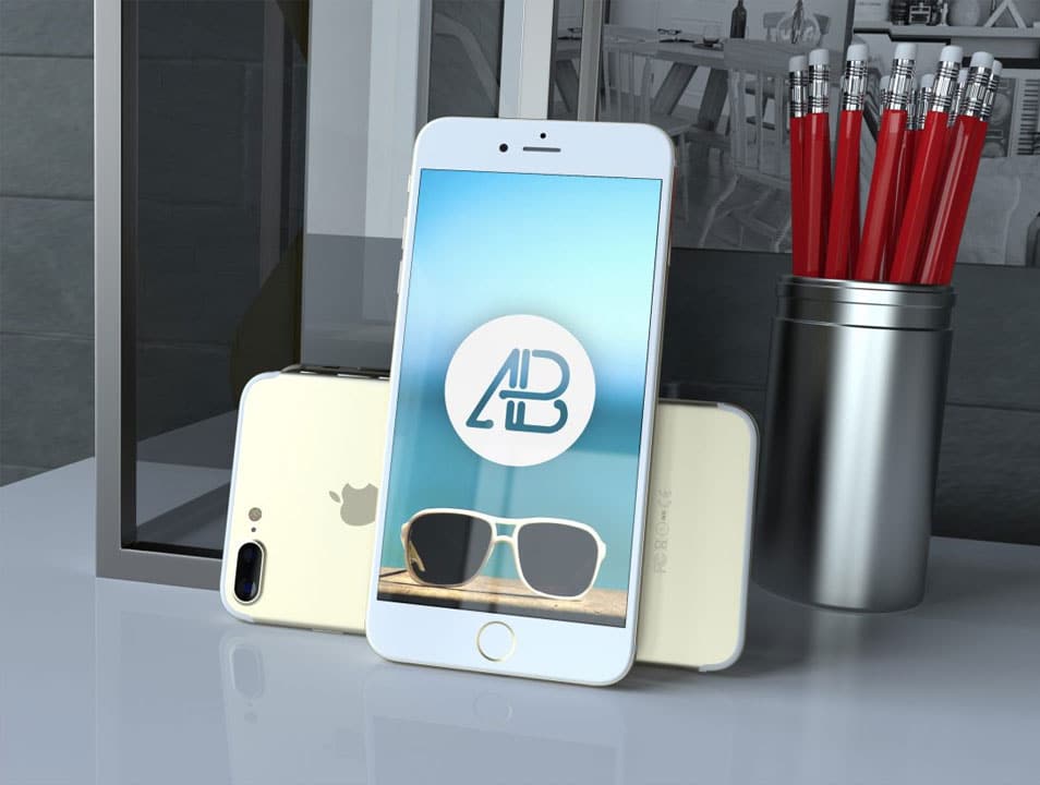 Realistic Gold iPhone 7 Plus Mockup