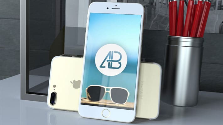 Realistic Gold iPhone 7 Plus Mockup