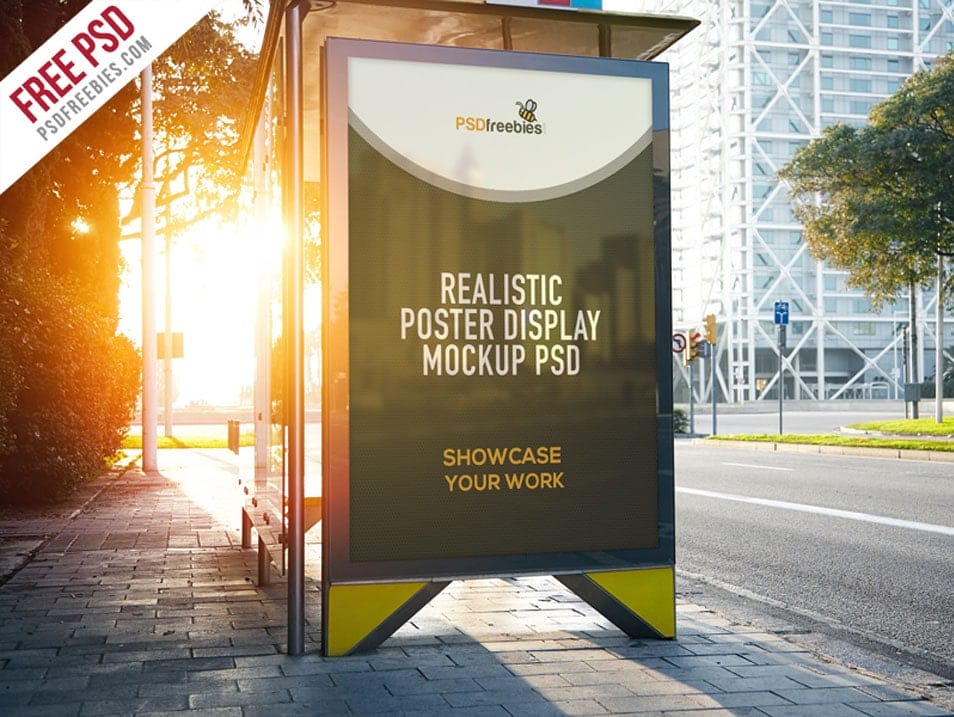 Realistic Poster Display Mockup Free PSD