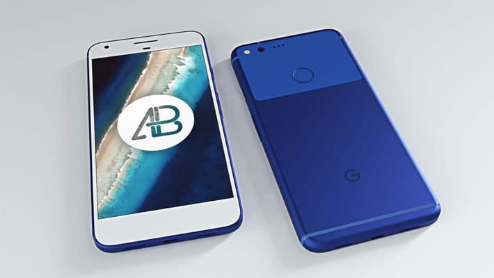 Realistic Really Blue Google Pixel XL Mockup