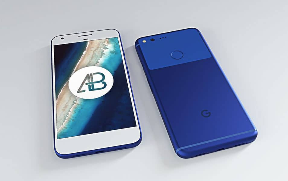 Realistic Really Blue Google Pixel XL Mockup