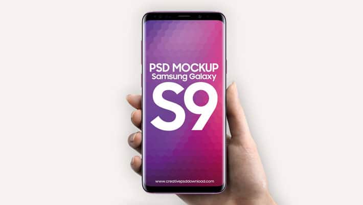 Samsung Galaxy S9 In Hand PSD Mockup