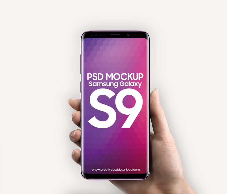 Samsung Galaxy S9 In Hand PSD Mockup