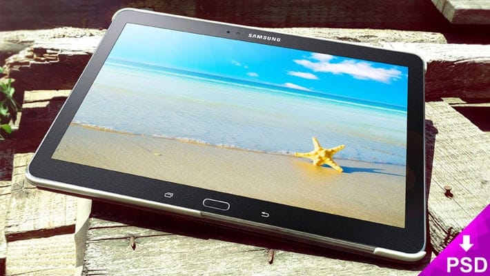 Samsung Galaxy Tab 5 Wood Mockup
