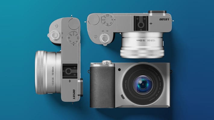 Silver Digital Camera Mockup FREE PSD