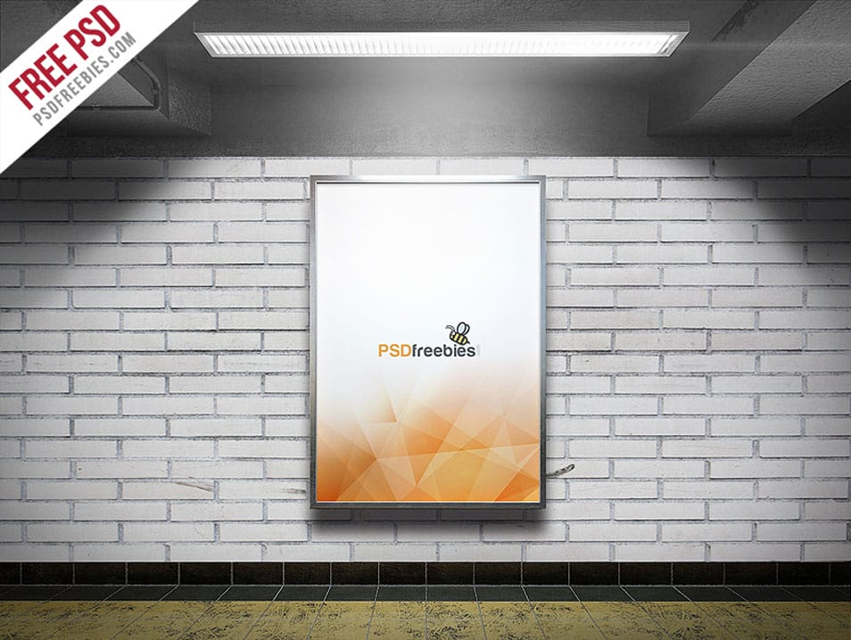 Subway Advertising Billboard Mockup Free PSD